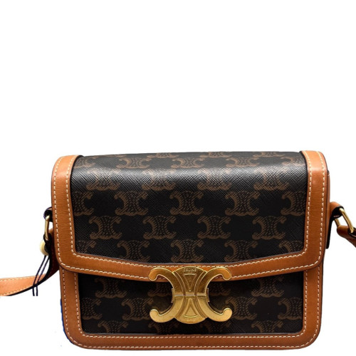 Celine Teen Triomphe Shoulder Bag Triomphe Brown Black