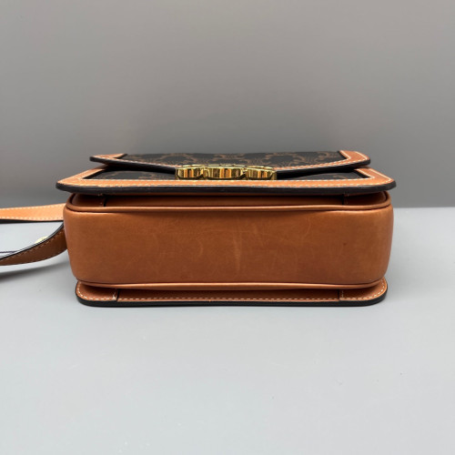 Celine Teen Triomphe Shoulder Bag Triomphe Brown Black