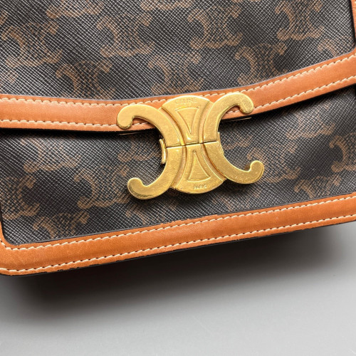 Celine Teen Triomphe Shoulder Bag Triomphe Brown Black