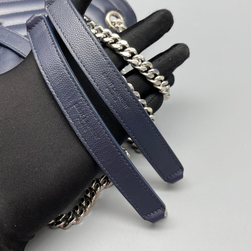 Yves Saint Laurent Medium Envelope Chain Wallet Shiny Caviar Calfskin Dark Blue