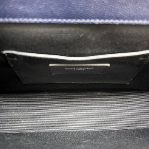 Yves Saint Laurent Medium Envelope Chain Wallet Shiny Caviar Calfskin Dark Blue