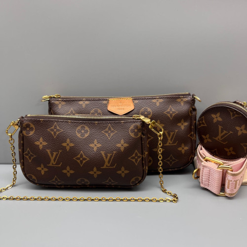 Louis Vuitton Multi Pochette Accessories Monogram Brown Pink