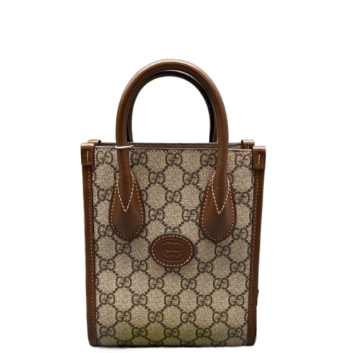 Gucci Mini Interlocking G Tote GG Supreme Monogram Brown