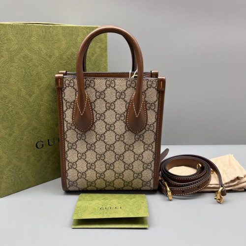 Gucci Mini Interlocking G Tote GG Supreme Monogram Brown