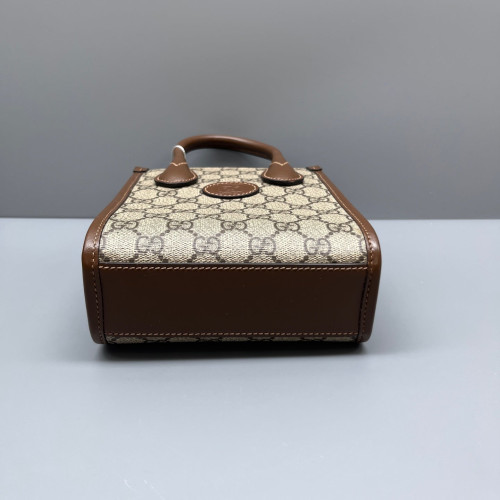 Gucci Mini Interlocking G Tote GG Supreme Monogram Brown