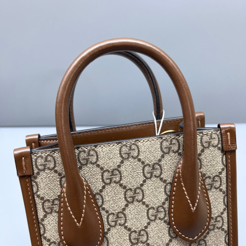 Gucci Mini Interlocking G Tote GG Supreme Monogram Brown