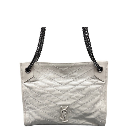 Yves Saint Laurent Medium Niki Shopping Tote Calfskin White