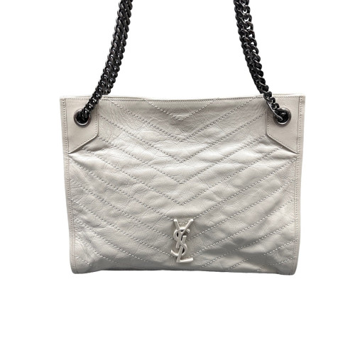 Yves Saint Laurent Medium Niki Shopping Tote Calfskin White