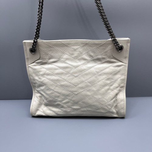 Yves Saint Laurent Medium Niki Shopping Tote Calfskin White