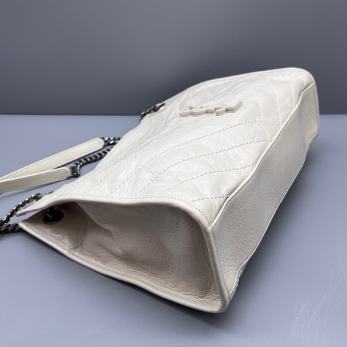 Yves Saint Laurent Medium Niki Shopping Tote Calfskin White