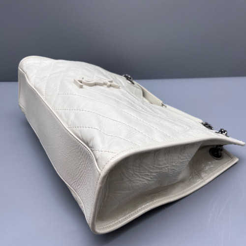 Yves Saint Laurent Medium Niki Shopping Tote Calfskin White