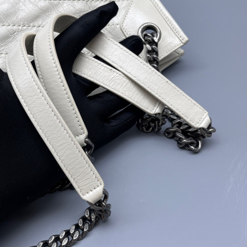Yves Saint Laurent Medium Niki Shopping Tote Calfskin White