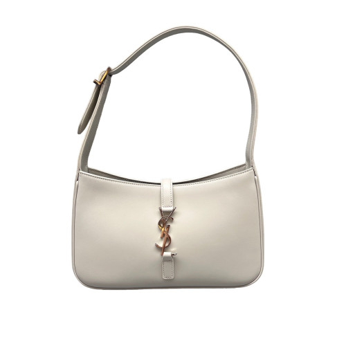 Yves Saint Laurent LE 5 A 7 Hobo Calfskin White