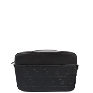 Fendi FF 1974 Logo Medium Camera Case Embossed FF Black