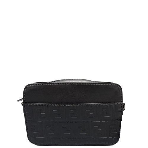 Fendi FF 1974 Logo Medium Camera Case Embossed FF Black