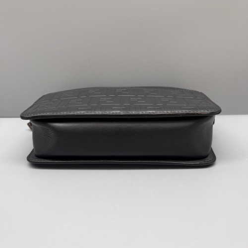 Fendi FF 1974 Logo Medium Camera Case Embossed FF Black