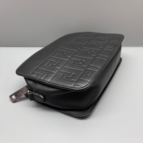 Fendi FF 1974 Logo Medium Camera Case Embossed FF Black