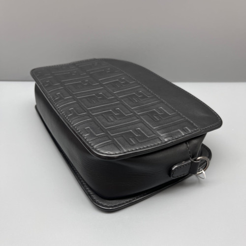 Fendi FF 1974 Logo Medium Camera Case Embossed FF Black