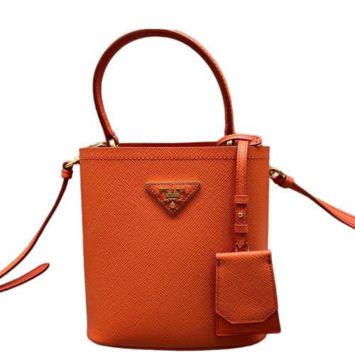 Prada Small Panier Bucket Bag Saffiano Calfskin Orange