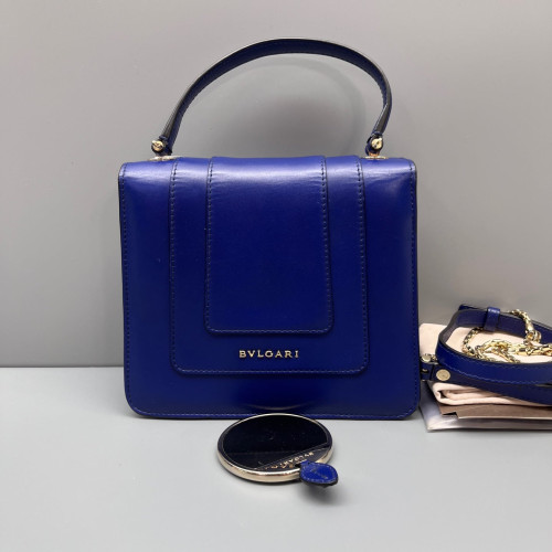 Bvlgari Small Serpenti Forever Top Handle Bag Calfskin Dark Blue