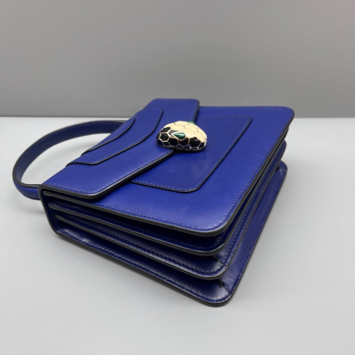 Bvlgari Small Serpenti Forever Top Handle Bag Calfskin Dark Blue