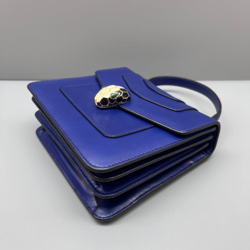 Bvlgari Small Serpenti Forever Top Handle Bag Calfskin Dark Blue