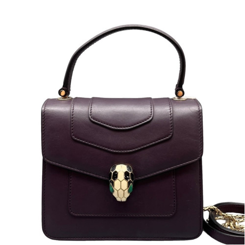 Bvlgari Small Serpenti Forever Top Handle Bag Calfskin Dark Purple