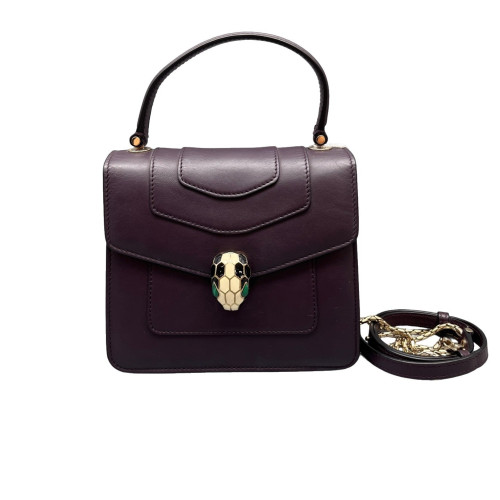 Bvlgari Small Serpenti Forever Top Handle Bag Calfskin Dark Purple