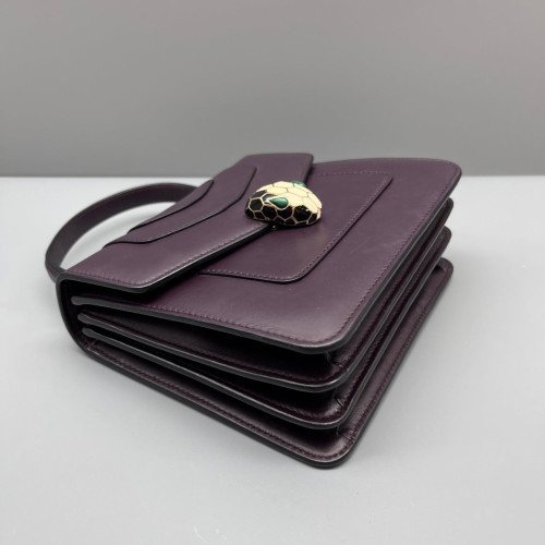 Bvlgari Small Serpenti Forever Top Handle Bag Calfskin Dark Purple
