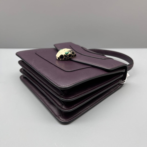 Bvlgari Small Serpenti Forever Top Handle Bag Calfskin Dark Purple