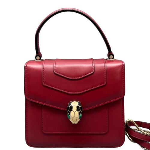 Bvlgari Small Serpenti Forever Top Handle Bag Calfskin Red