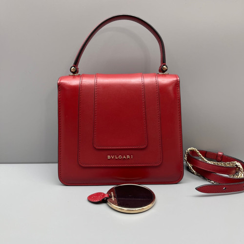 Bvlgari Small Serpenti Forever Top Handle Bag Calfskin Red