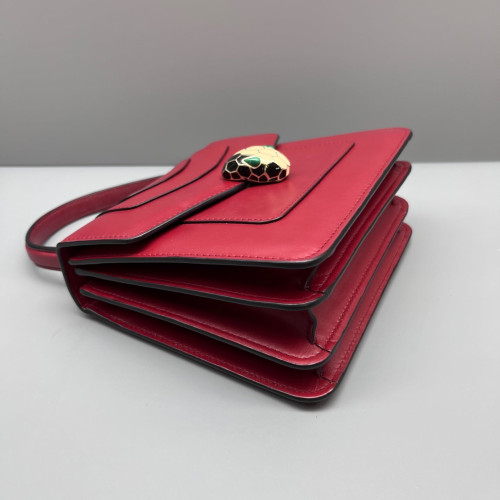 Bvlgari Small Serpenti Forever Top Handle Bag Calfskin Red