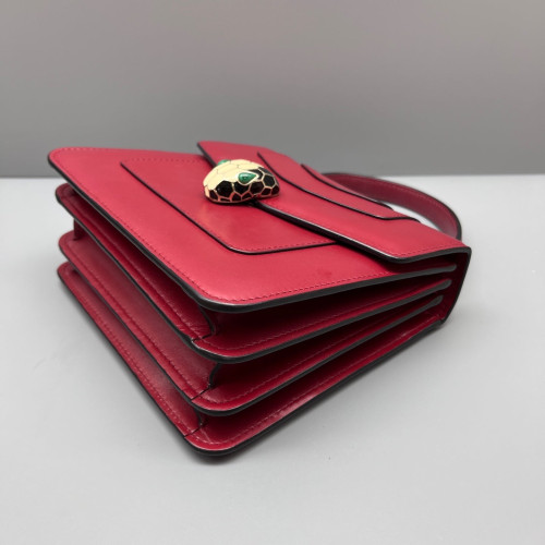Bvlgari Small Serpenti Forever Top Handle Bag Calfskin Red