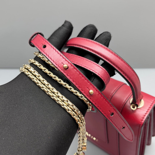 Bvlgari Small Serpenti Forever Top Handle Bag Calfskin Red