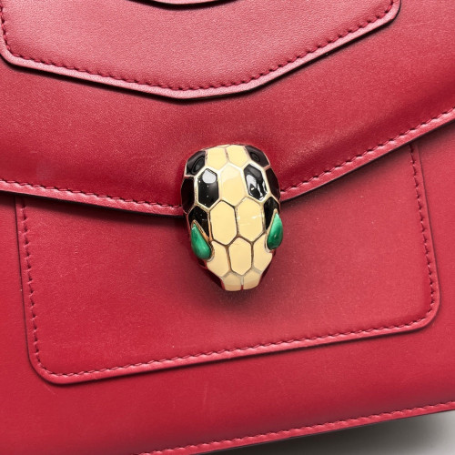 Bvlgari Small Serpenti Forever Top Handle Bag Calfskin Red