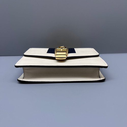 Gucci Mini Sylvie Shoulder Bag Calfskin White Blue Red