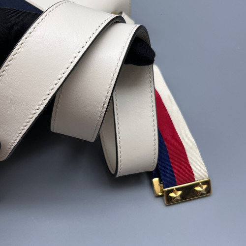 Gucci Web Small Sylvie Shoulder Bag Calfskin White Blue Red