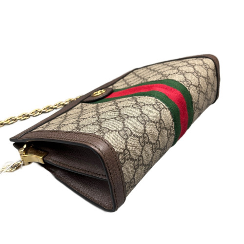Gucci Small Ophidia Chain Shoulder Bag GG Supreme Monogram Beige Brown Green