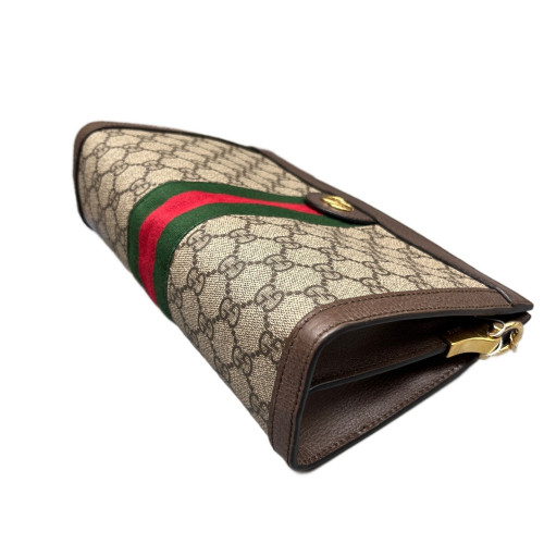 Gucci Small Ophidia Chain Shoulder Bag GG Supreme Monogram Beige Brown Green