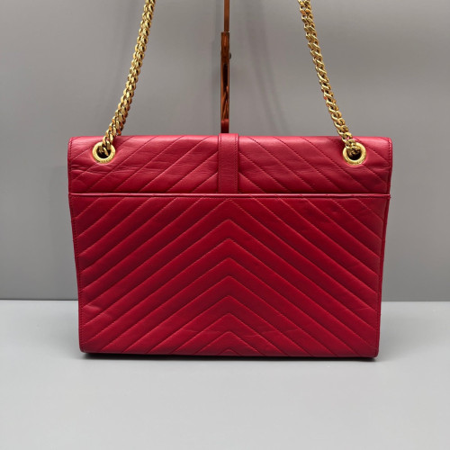 Yves Saint Laurent Large Envelope Chain Wallet Calfskin Red Yves Saint Laurent Large Envelope Chain Wallet Calfskin Red