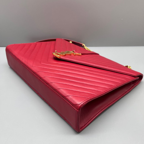 Yves Saint Laurent Large Envelope Chain Wallet Calfskin Red Yves Saint Laurent Large Envelope Chain Wallet Calfskin Red