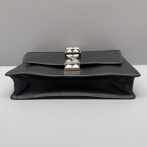 Prada Studded Medium Elektra Shoulder Bag Calfskin Saffiano Calfskin Black Red