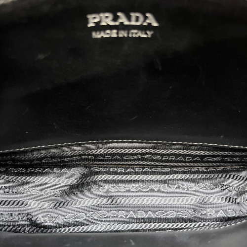 Prada Studded Medium Elektra Shoulder Bag Calfskin Saffiano Calfskin Black Red
