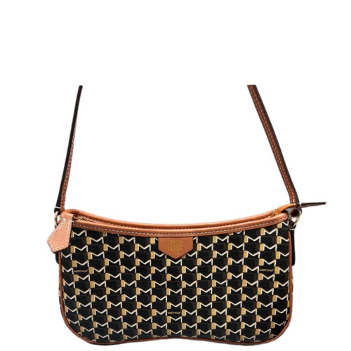 Moynat Shoulder Bag Toile 1920 Monogram Calfskin Brown Black Yellow