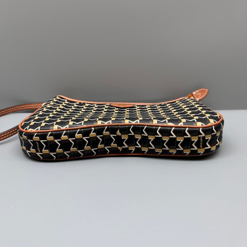 Moynat Shoulder Bag Toile 1920 Monogram Calfskin Brown Black Yellow