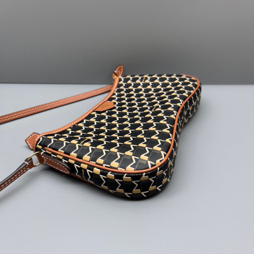 Moynat Shoulder Bag Toile 1920 Monogram Calfskin Brown Black Yellow