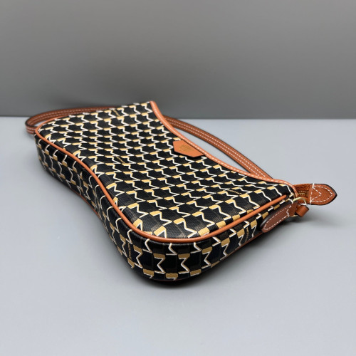 Moynat Shoulder Bag Toile 1920 Monogram Calfskin Brown Black Yellow