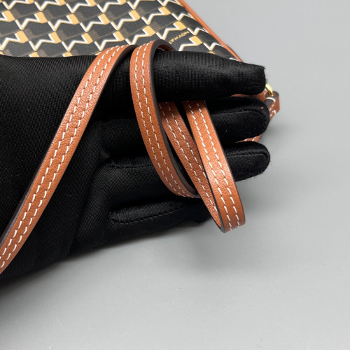 Moynat Shoulder Bag Toile 1920 Monogram Calfskin Brown Black Yellow