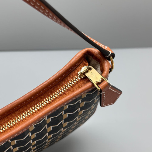 Moynat Shoulder Bag Toile 1920 Monogram Calfskin Brown Black Yellow
